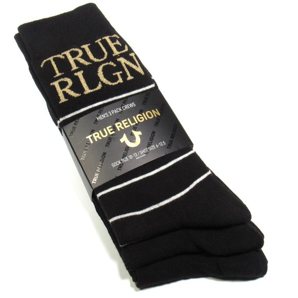 TRUE RELIGION Men's Dress Socks (3 PACK) TR Logo Asstd. Black Combo 10-13 - Picture 1 of 5